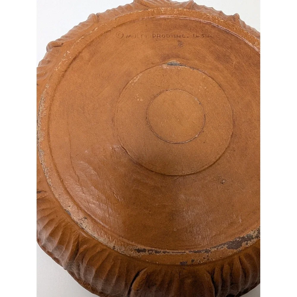 Vintage Multi Products Inc Brown Floral Sunflower Composite Bowl 8 Inch USA Made